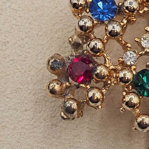 Eisenberg Matching Earrings + Brooch Gold Tone Decorated Festive Christmas Trees - Picture 14 of 15